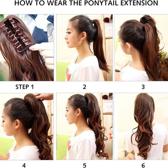 New Curly Blonde Streaks Clip On Synthetic Ponytail - Picture 6 of 6